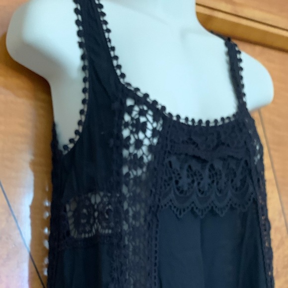 🌻 Black Lace Boho Style Shift Dress ☀️ - Picture 4 of 8
